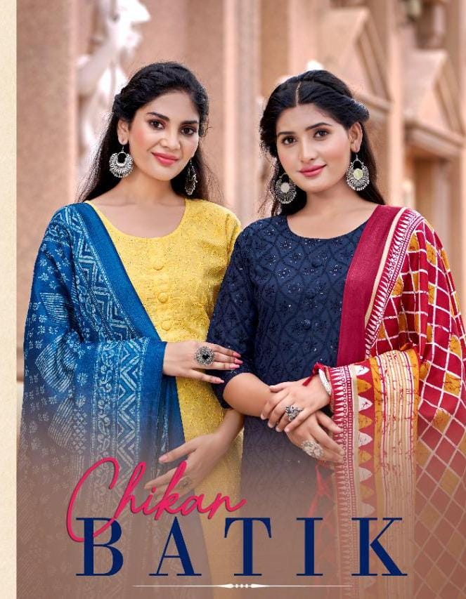 Chikan Batik Readymade Wholesale Suit Collection